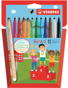 STABILO Feutre Trio A-Z, étui en carton de 18