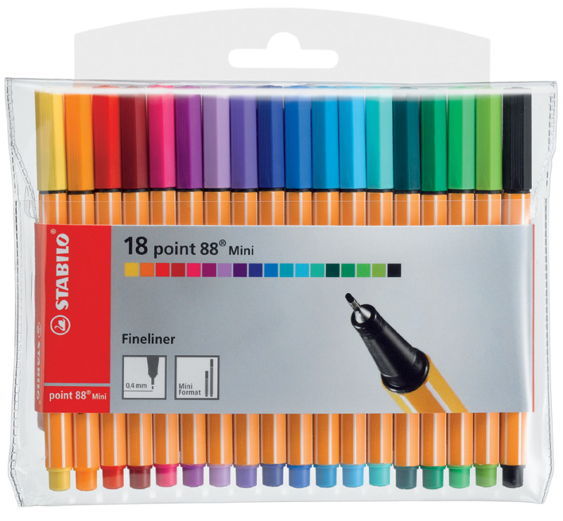 Stylo feutre pointe fine - STABILO point 88 - Etui carton x 8 stylos feutres  - couleurs pastel 