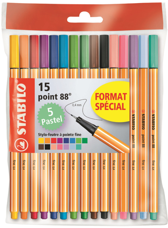 STABILO Colorparade x 20 stylos-feutres point 88 Assortis dont 10 pastel -  Stylo & feutre - LDLC
