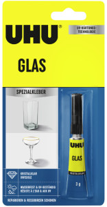 UHU colle spéciale GLAS, 3 g dans un tube, transparente