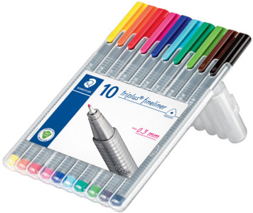 STAEDTLER Feutre fin triplus, couleurs assorties, étui de 20