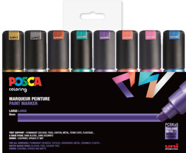 POSCA Marqueur à pigment PC-8K, étui de 8, assorti