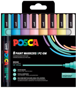 POSCA Marqueur à pigment PC-5M, étui de 8, assorti couleurs métal assorties