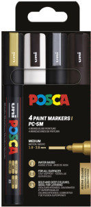 POSCA Marqueur à pigment PC-5M, étui de 8, assorti couleurs métal assorties