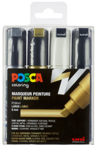 POSCA Marqueur à pigment PC-8K, étui de 8, assorti métal