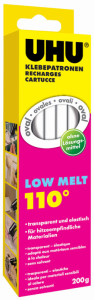 UHU Recharge de colle Low Melt, 200 g, transparent