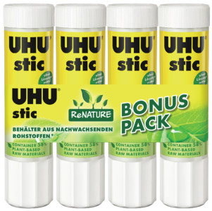 UHU Bâton de colle stic ReNature, sans solvants, 21 g, tube