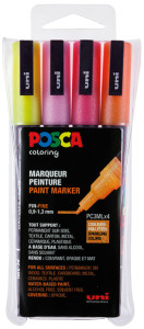 POSCA Marqueur à pigment PC-3ML pailleté, étui de 4 assorti couleurs froides