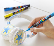 POSCA Marqueur à pigment PC-3ML pailleté, étui de 4 couleurs chaudes