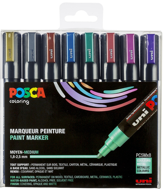 POSCA Marqueur à pigment PC-5M étui de 4 couleur