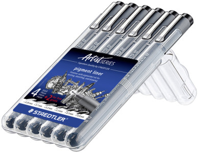 STAEDTLER Feutre à pigment, noir, étui de 4+2 GRATUIT