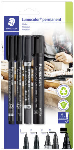 Coffret de 4 marqueurs permanents STAEDTLER Lumocolor, noir