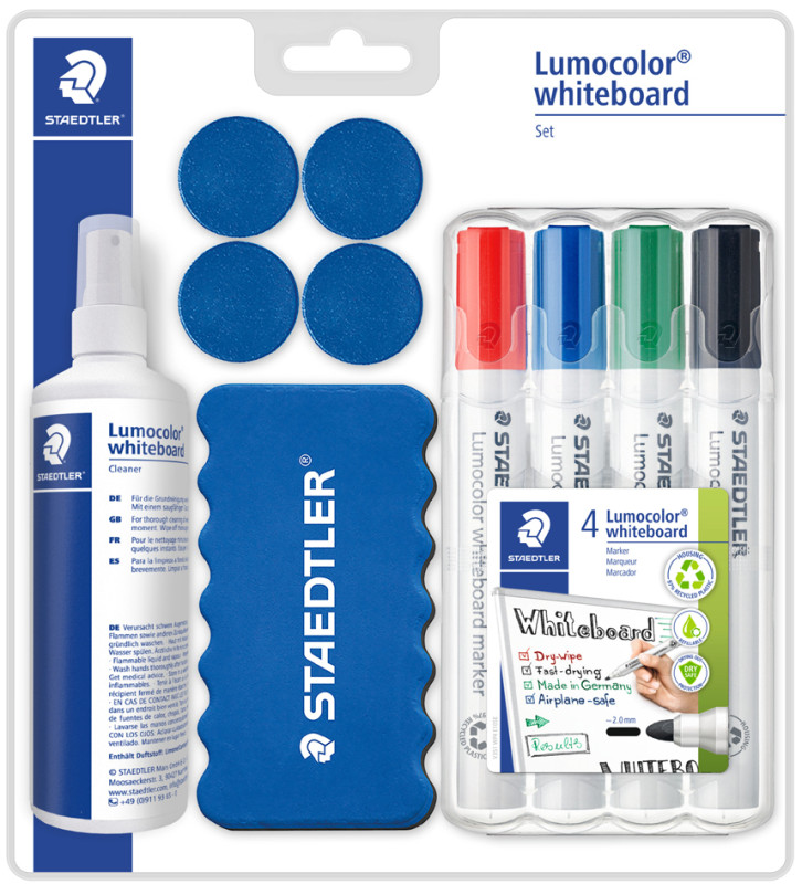 Staedtler 351 WP6 Lumocolor 351 Marqueur tableau blanc rouge, bleu