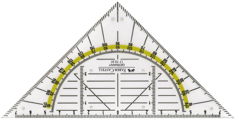 2 Pièces Equerre de géométrie Transparent, Standard Hypoténuse + 2