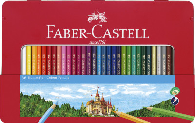 FABER-CASTELL Crayons de couleurs hexagonaux CASTLE, étui en