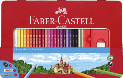 FABER-CASTELL Crayons de couleurs hexagonaux CASTLE, étui en