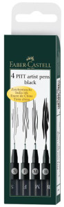 FABER-CASTELL Feutre PITT artist pen, noir, étui de 4