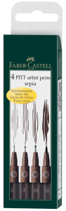 FABER-CASTELL Feutre PITT artist pen, noir, étui de 4