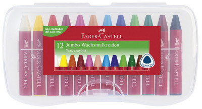 FABER-CASTELL crayons de cire Jumbo, Etui en plastique de 12