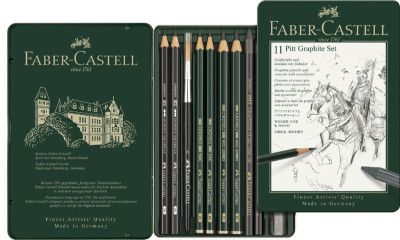 FABER-CASTELL Kit PITT GRAPHITE petit, étui de 9 pièces