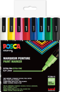 uni-ball Marqueur à pigment POSCA PC-3M, étui de 8, pastel