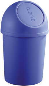 helit Poubelle avec clapet-poussoir, 6 litres, bleu