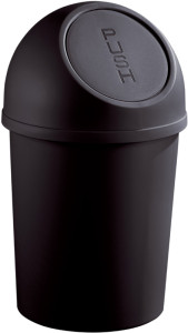 Helit Poubelle avec clapet, 6 litres, noir