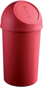 helit poubelle à clapet, 45 litres, rouge, ronde, en PP