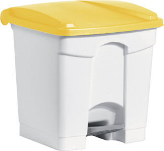 Helit poubelle à pédale, 30 litres, blanc / jaune