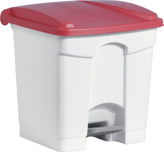 helit poubelle à pédale, 30 litres, blanc / rouge