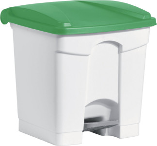 helit poubelle à pédale, 30 litre, blanc / vert