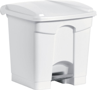 Helit poubelle à pédale, 30 litres, blanc / blanc