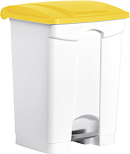 helit poubelle à pédale, 70 litres, blanc/jaune