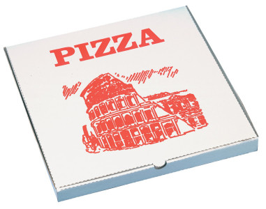 PAPSTAR Carton de pizza, carré, 300 x 300 x 30mm,blanc/rouge