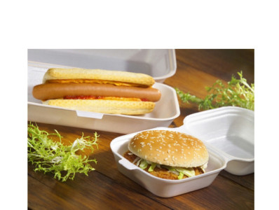 PAPSTAR Boîte à hamburger angulaire, couvercle pliable,120mm
