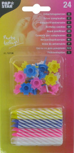 PAPSTAR Bougies d'anniversaire, en cire, rayures blanches
