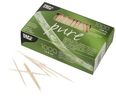 PAPSTAR Cure-dent, en bois, rond, longueur: 65 mm