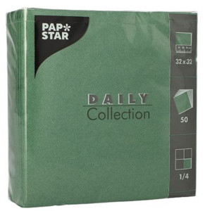 PAPSTAR Serviettes, 330 x 330 mm, 3 couches, vert foncé