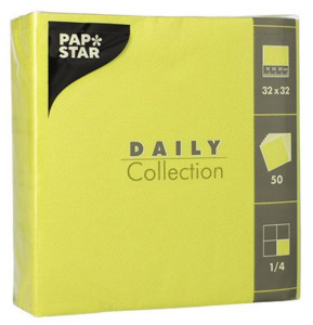 PAPSTAR Serviettes, 330 x 330 mm, 3 couches, jaune