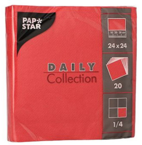 PAPSTAR Serviettes de cocktail, 250 x 250 mm, bordeaux