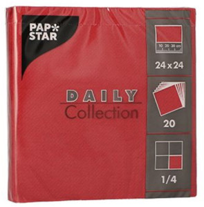 PAPSTAR Serviettes de cocktail, 250 x 250 mm, bordeaux