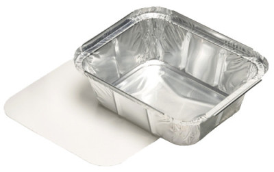 PAPSTAR Plats en aluminium, angulaire, avec couvercle, 500ml