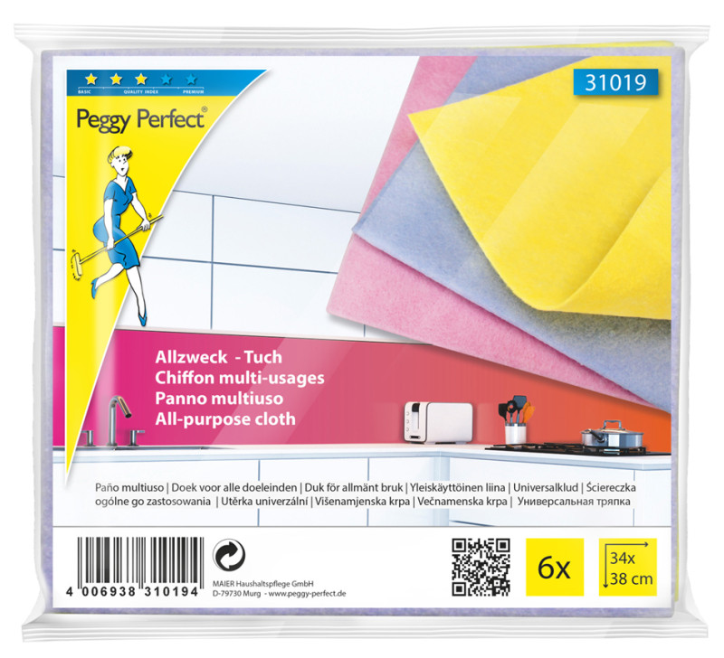 Peggy Perfect Chiffon multi-usages non-tissé, paquet de 6