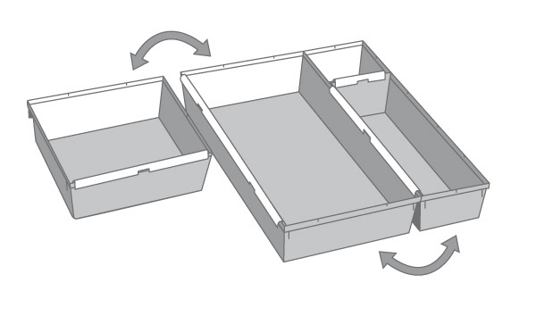 ok Compartiment pour tiroirs, (L)150 x (P)150 x (H)50mm, PP