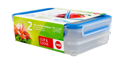 emsa Auhnittbox CLIP & CLOSE, 1,65 + 1,0 litre, transparent