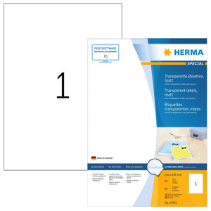 HERMA étiquettes transparentes SPECIAL, 210 x 297 mm,