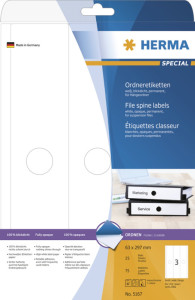 HERMA étiquettes classeur SPECIAL, 63 x 297 mm, blanc