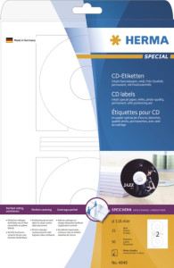 HERMA étiquettes CD/DVD pour jet d'encre SPECIAL Maxi, blanc