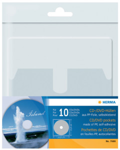 HERMA pochette autocollante pour 1 CD/DVD, en PP,