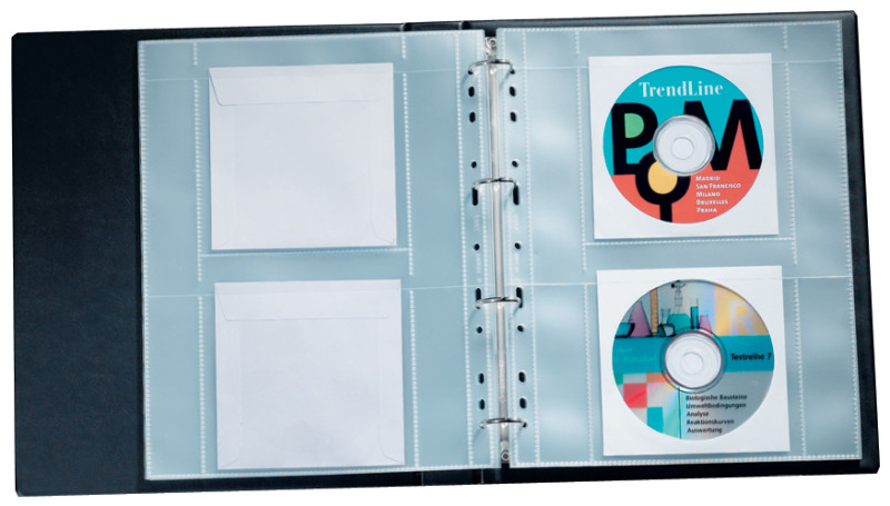 Pochette pour 1 CD/DVD - double perforation - 10 pochettes transparentes